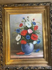Stunning Hans Nemetti "Vase Of Flowers Scene" Oil Painting - Signed And Framed