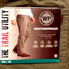 NWT Weatherproof The Trail Utility Stretch Flex Waist Straight Green Men's 40x32