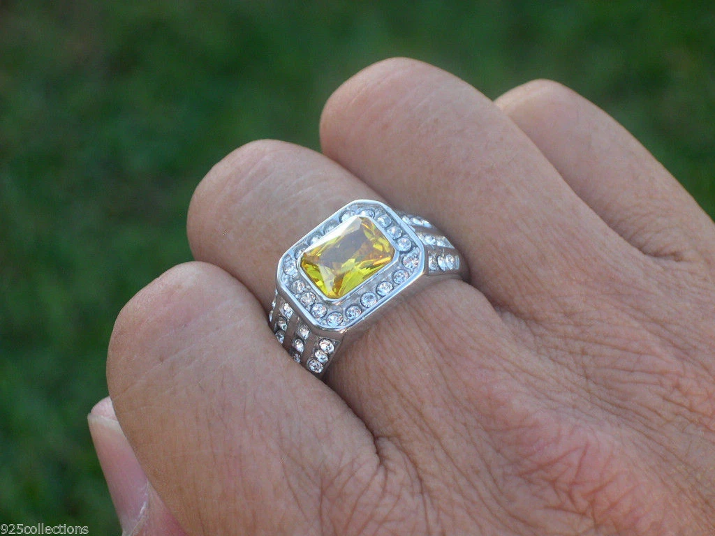 Mens yellow topaz sale ring