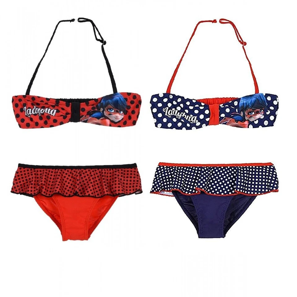 Miraculous Ladybug Maillot Bikini 2 Pièces Rouge Bleu Piscine 4-8 Ans - Photo 1/1