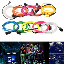 EL Wire Neon Glow String Strip Light Rope Controller Car Decor Dance Xmas Party