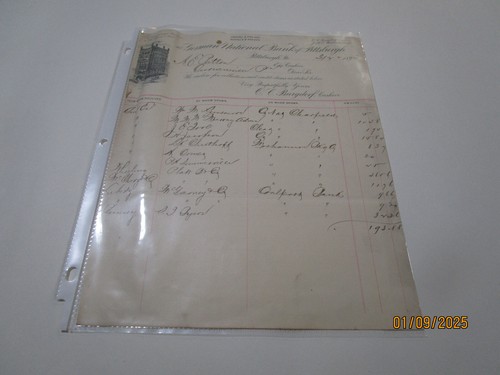 GERMAN  NATIONAL BANK  PITTSBURGH PA DOCUMENT BANKING ENCLOSURE 3/2/1893 - 第 1/4 張圖片