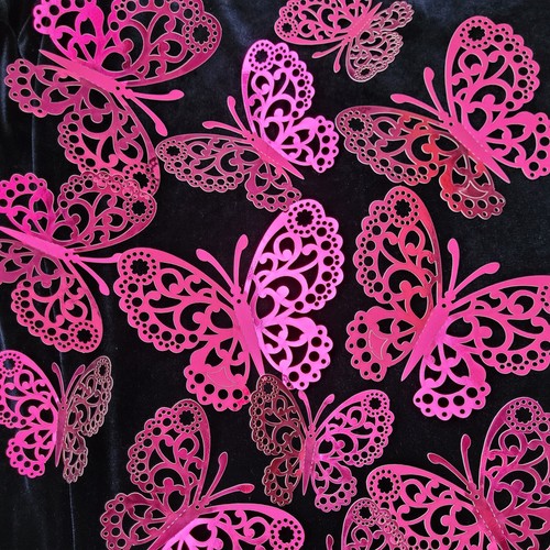 12 Cake Butterflies Toppers Hot Pink Butterfly Party Decoration Birthday Decor - Picture 6 of 9