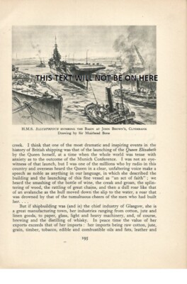 HMS ILLUSTRIOUS BASIN ST JOHN BROWN'S CLYDEBANK SCHIFF ILLUSTRATION DRUCK