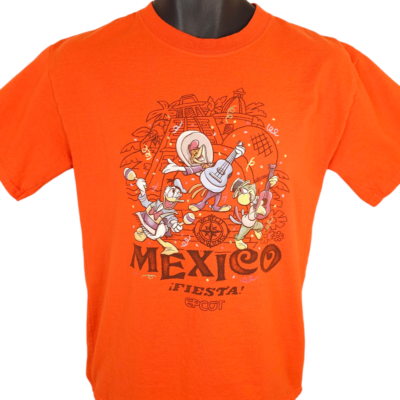 Disney Epcot T Shirt Mens Size Medium Orange Mexico Fiesta Donald