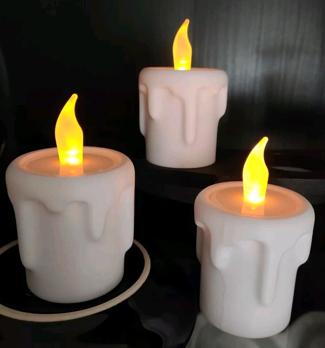 Candele Coniche LED Senza Fiamma Con Telecomando E Timer - 3 Pezzi 24 Cm, Avorio, Effetto Fiamma 3D Tremolante