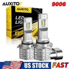 2pc AUXITO 9006 HB4 LED Headlight Bulbs High Low Beam Super Bright 6500K Fanless