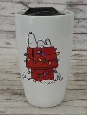 Taza de viaje de Navidad Peanuts Snoopy gres con tapa decorada casa para perros