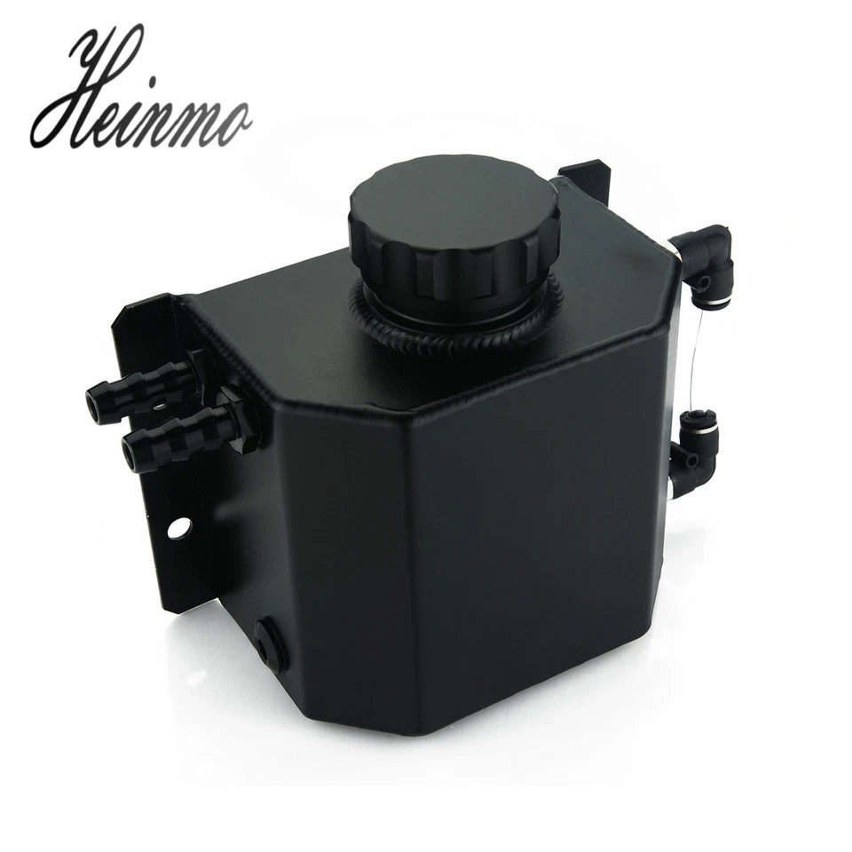 Depósito de tanque de recuperación de botella de desbordamiento de refrigerante de radiador de aluminio universal de 1 L Foto 2 de 4