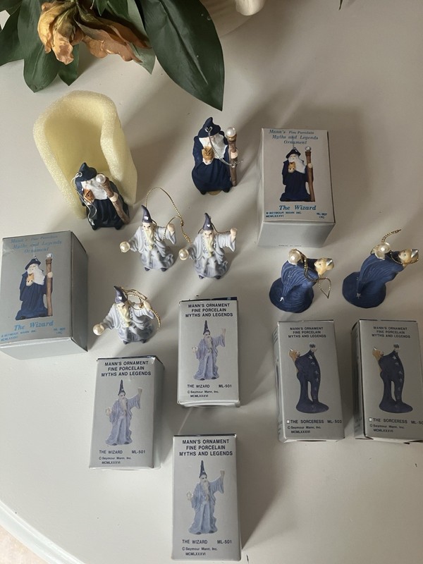 Seymour Mann Vintage Myths And Legends Porcelain Ornaments Set Of 7 Original Box