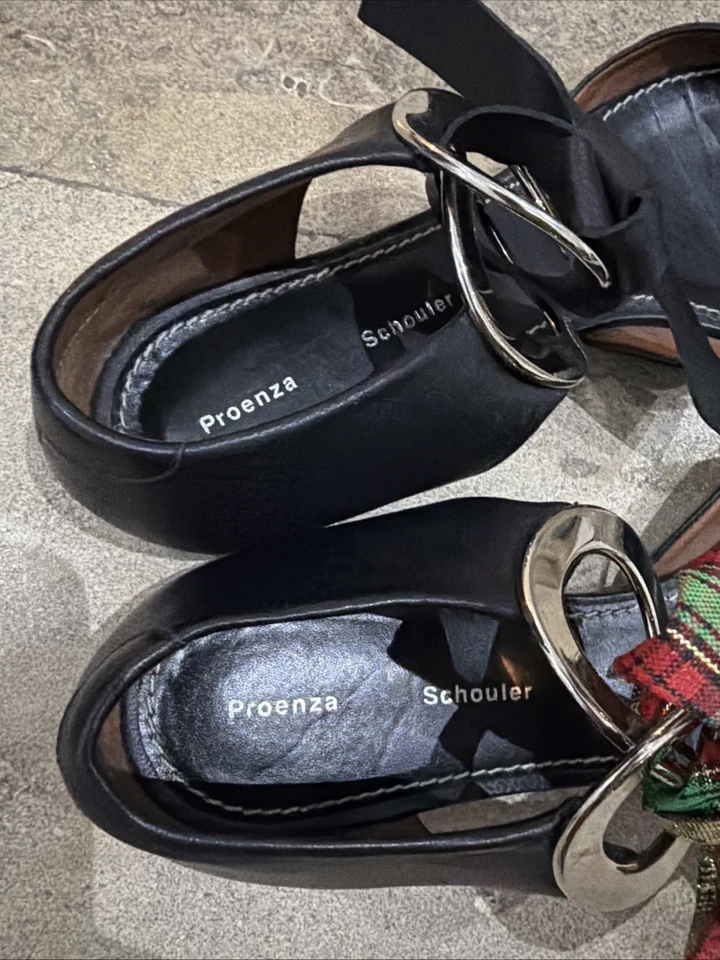 Pisos de ballet de cuero negro plateado PROENZA SCHOULER ¡Pon cualquier cinta/correa que quieras! Foto 4 de 4