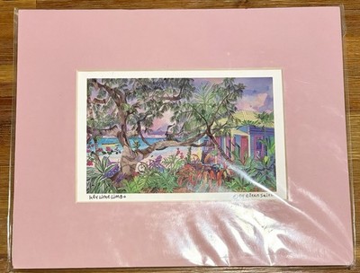 Vintage 1994 Matted Art Print By Eileen Seitz -  Key Lime Limbo  - 8x10 - New