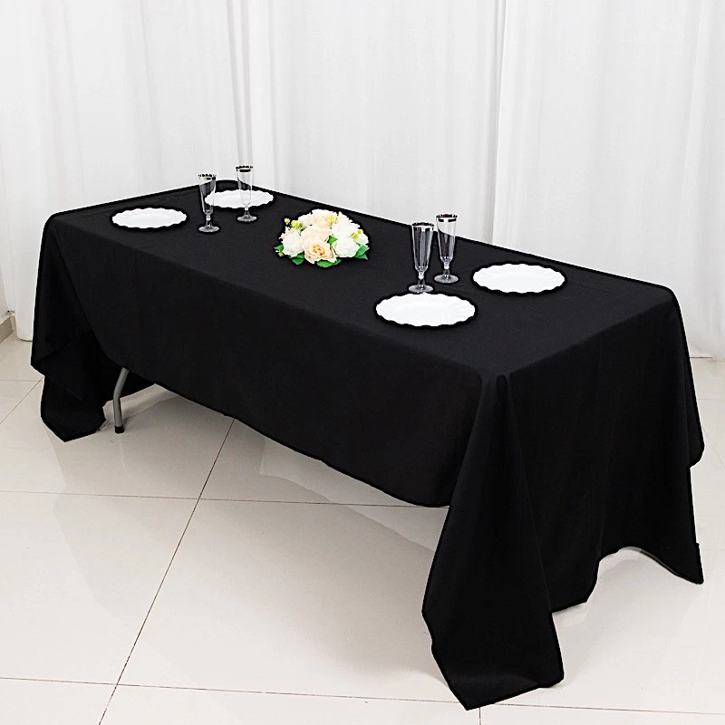 60x126" Black 100% COTTON TABLECLOTH High Quality Catering Home Dinner Linens - Image 2 of 4
