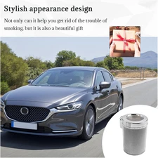 Car Ashtray with Blue LED Light, Smell Proof Smokeless Auto Ashtray with Lid,...
