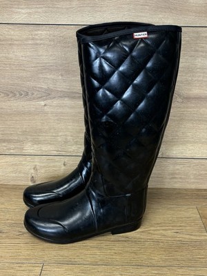 Hunter Damen Gr. UK 7 Gummistiefel Regent Savoy lang schwarz gesteppt