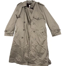 Vintage Towne London Fog Coat Mens 42 Short Tan Rain Trench Belted Lined 80s