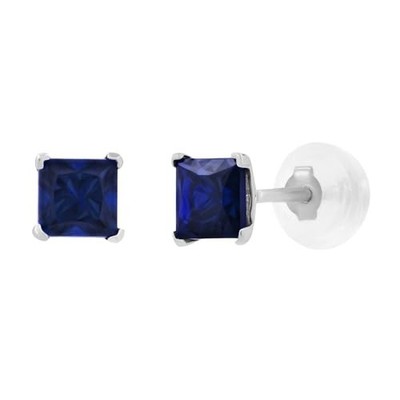 Ohrstecker 14 Karat Gelb- oder Weißgold 4 mm Quadrat Prinzessschliff Edelstein