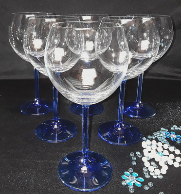 Luminarc Weingläser 6er Set Gläser mit Kobaltblauem Stiel Ballongläser G 574