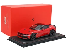 FERRARI 12CILINDRI ROSSO CORSA RED & DISPLAY CASE 1/18 MODEL CAR BY BBR P18248 A