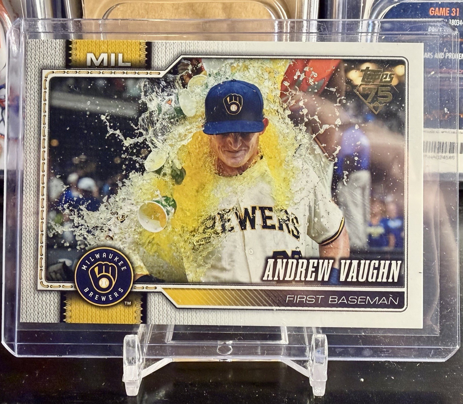 Andrew Vaughn Brewers 2026 Topps Series 1 Golden Mirror Variation SSP #303