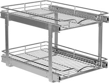 2-Tier Pull-Out Cabinet Organizer with Heavy-Duty Steel Frame, Full-Extension Sl