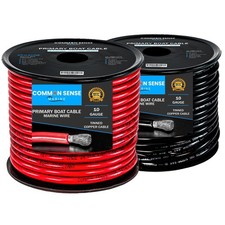 Common Sense Marine 10 Gauge Primary Boat Cable 25 ft Tinned Oxygen-Free Copper