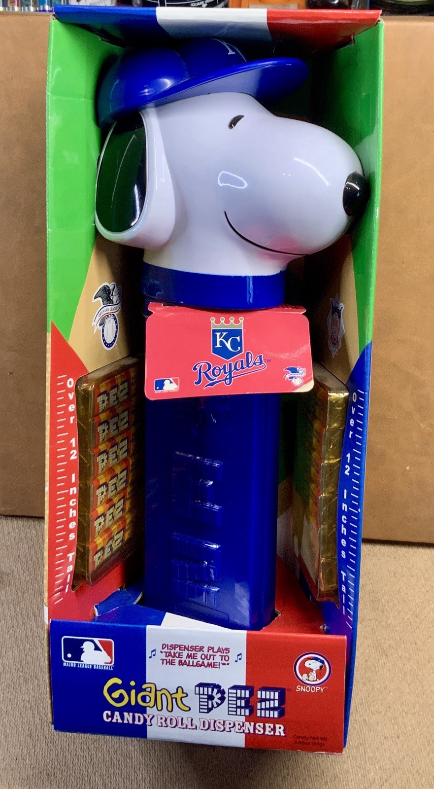 Giant Snoopy Pez Dispenser Kansas City Royals Baseball Plays Music