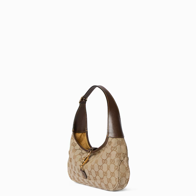 NEW GUCCI Jackie Slim Medium Brown GG Canvas Shoulder Bag 863137