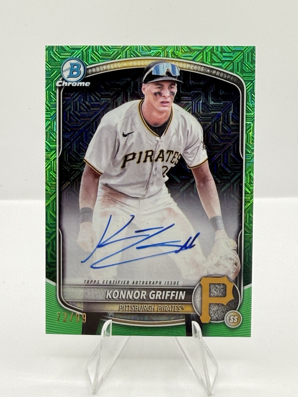 Konnor Griffin Auto /99 2025 Bowman Chrome Prospects Green Mojo Refractor /99