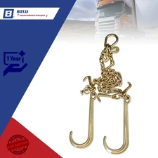 US 5/16" G70 V-Chain Bridle w/ 15" Large J Hooks,T- Hook&J-Hook w/ Grab Hooks 3'