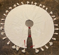 Hearth Hand White Christmas Tree Skirt With Red Accents 100 Cotton, Lined New