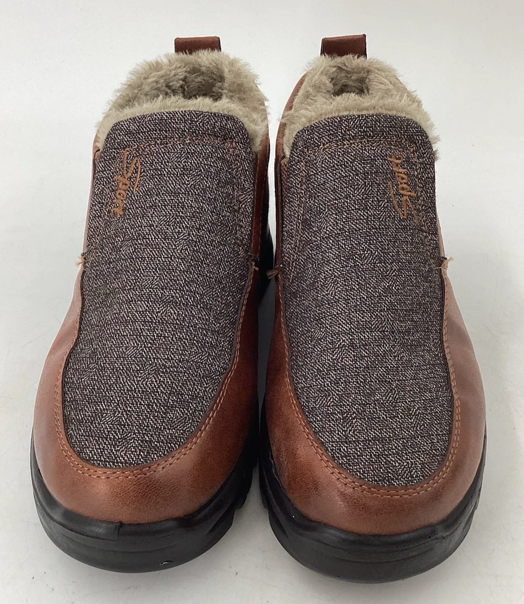 Winter Warm Ankle Snow Boots Outdoor Faux Fur Lined Hiking Men's Brown UK 8