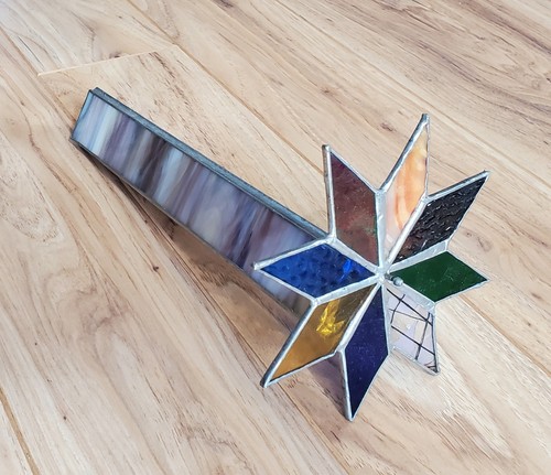 Handcrafted Studio Art Kaleidoscope Stained Glass Homemade Boho Star Design