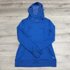 RBX Blue Hoodie Women’s Large Athletic Pullover Thumbholes Stretch Activewear
