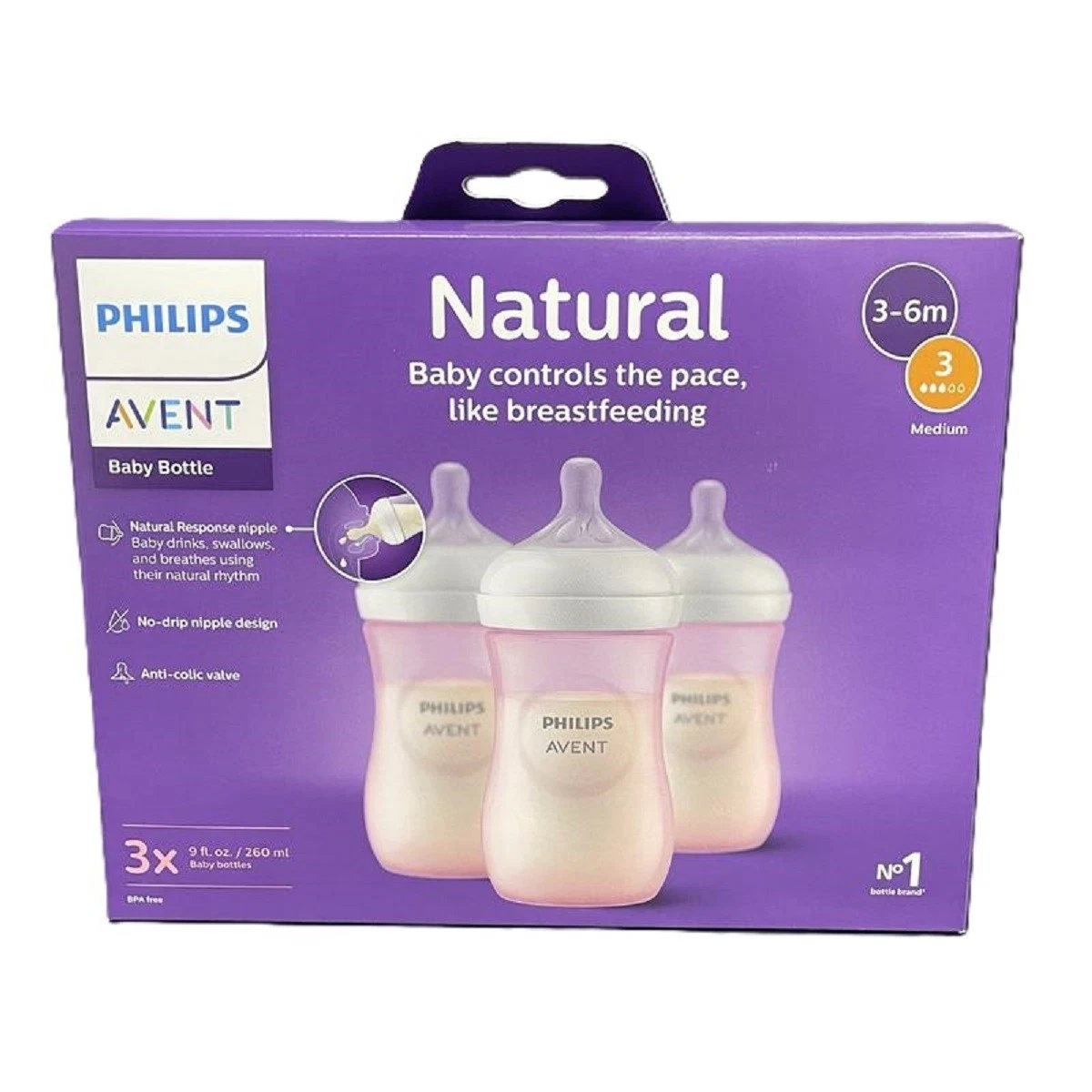 Philips Avent Natural Baby Bottle With Natural Response Nipple Pink 9oz 3pk
Opens in a new window or