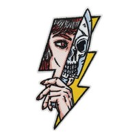 Patch Zum AufbüGeln - Totenkopf Lady | Skull Auge AufnäHer Blitz Rocker Flicken