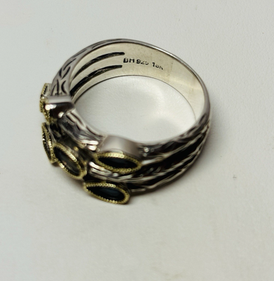 EFFY BH Sterling 925 Silver 18K Assorted Gemstone Cocktail Ring Sz