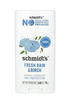 Schmidt's Fresh Rain & Birch Natural Deodorant 48 H Protection Lot of 2 NEW 