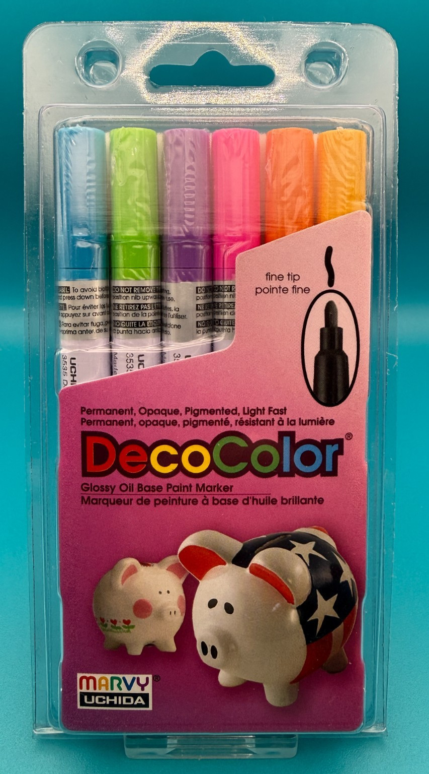 MARVY UCHIDA 200-6C 6-PC Decocolor Fine Point Paint Marker Set