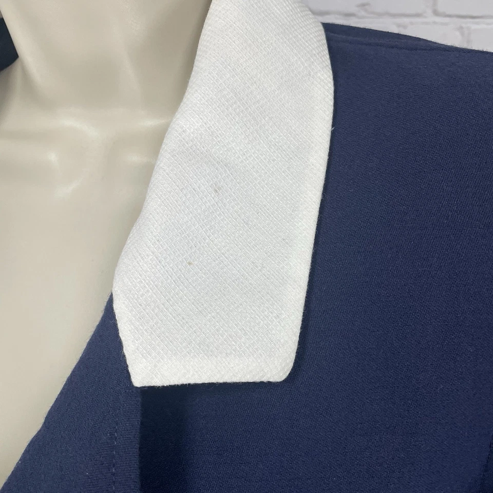 VTG Oscar De La Renta Navy 100% Wool 1 Button Blazer Unlined Italy Made Size 8 - Image 4 of 4