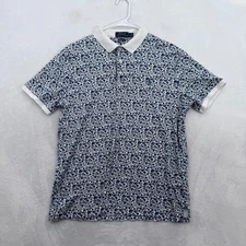 Polo Ralph Lauren Polo Shirt Mens L Blue Floral Custom Slim Fit Preppy