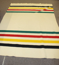 Vintage Striped Pendleton Woolen Mills GLACIER PARK 100% Virgin Wool Blanket