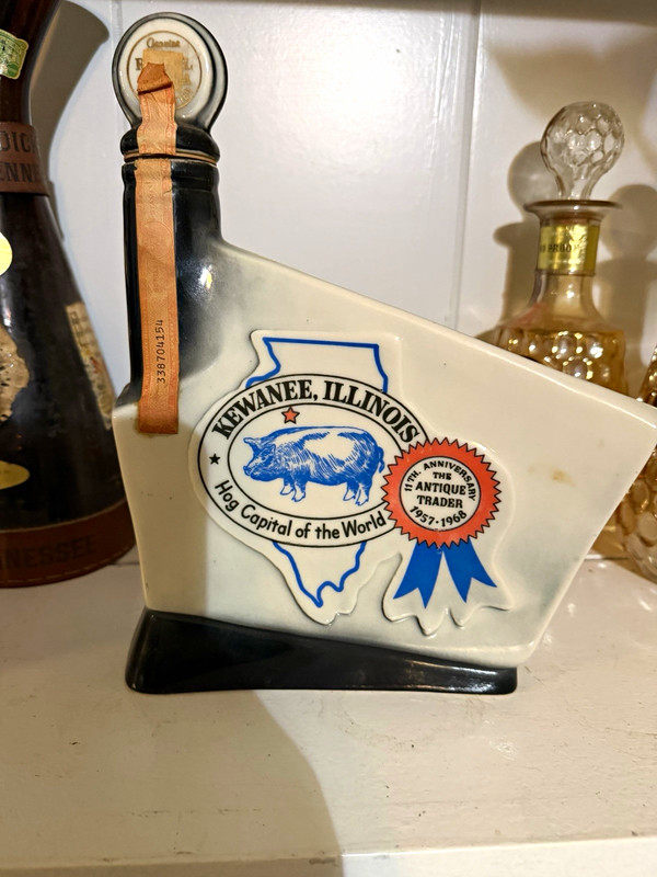 Beam 100 Kewanee Illinois "Hog Capital of the World" Ceramic Liquor Decanter