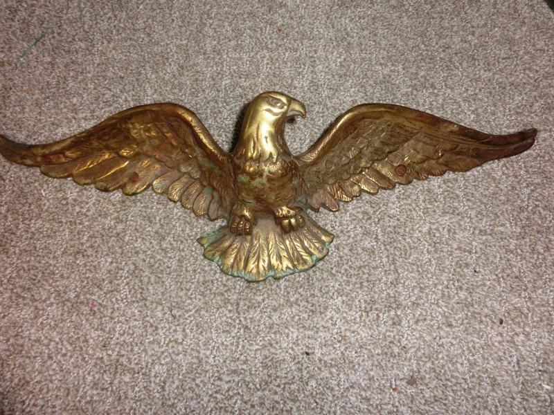 Vintage 19" American Bald Eagle Wall Hanging~Cast Metal / Brass ?