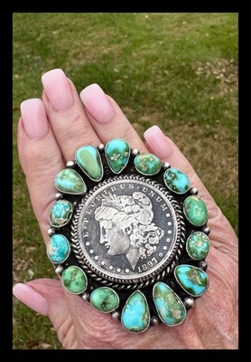 NAVAJO ~SONORAN GOLD ~SILVER DOLLAR ~COIN~RING ~EMER THOMPSON
