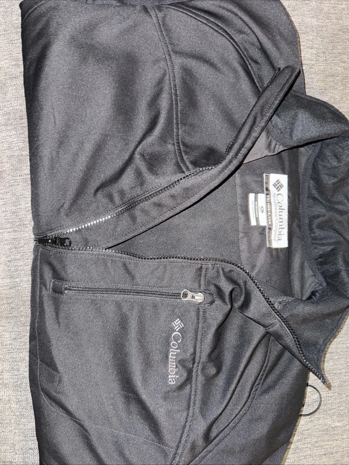 Columbia Black Jacket Hoodless Size XL, Zip Up, Unisex Long Sleeve, Interchange