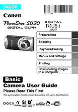 Canon POWERSHOT SD30 Digital Camera User Owner Instruction Manual