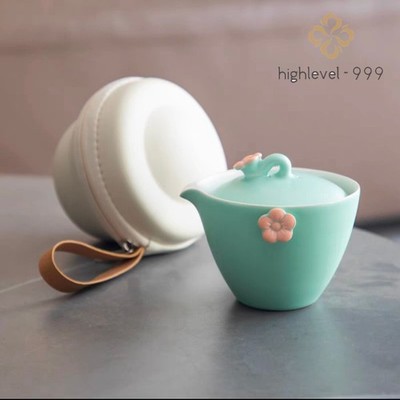 Chinese Tea Set with One Teapot Two cups for Adults Portable Travel Ceramic