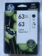 New Genuine OEM HP 63XL Black  63 Tri-Color Ink Cartridge 2 Pack exp 9/2022