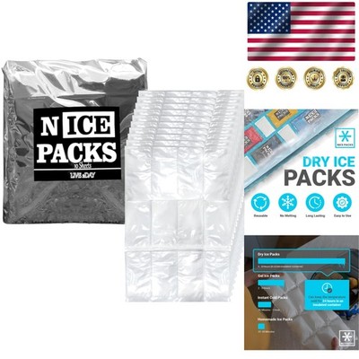 Long-Lasting Reusable Dry Ice Packs - 10 Insulated Sheets for Food Shipping